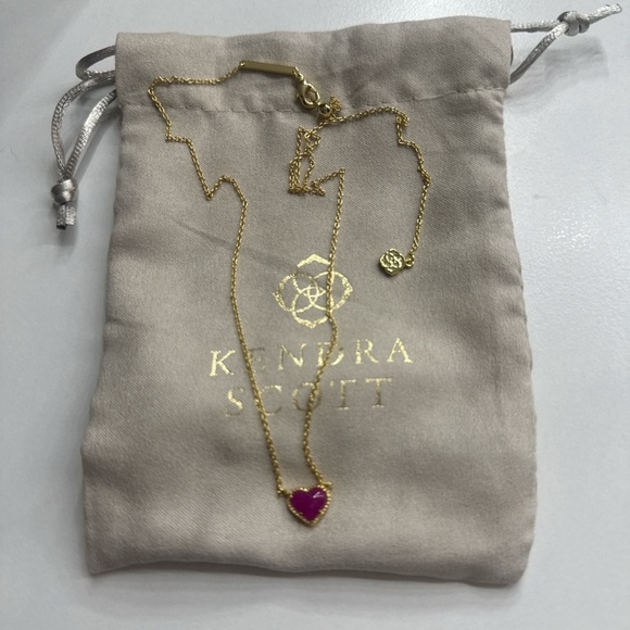 Kendra Scott Jewelry - Kendra Scott Gold Necklace with Fuchsia Heart Pendant